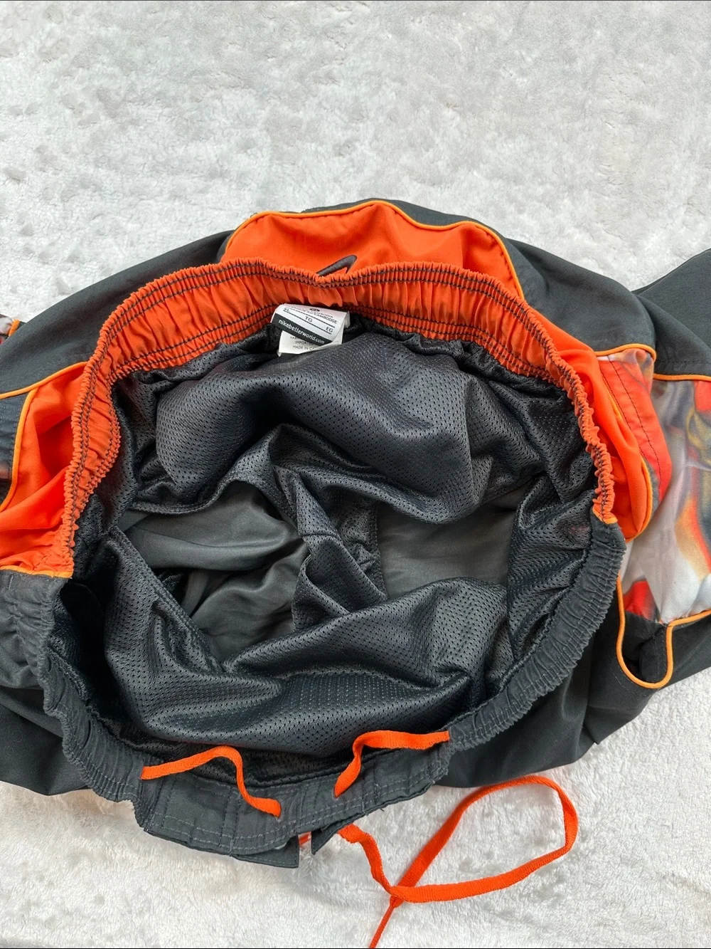 Nike Swim Volley Shorts Mens XL Black Orange Lined Drawstring Beach Trunks